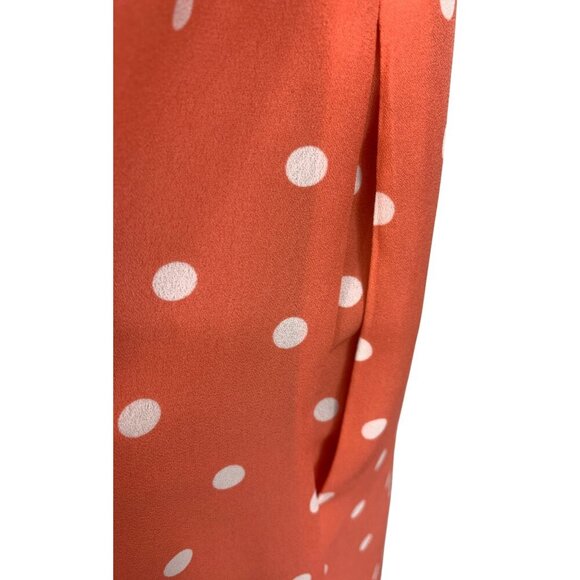 Maison Jules Dress Large Coral Polka Dot Shift V-Neck Ruffle Short Sleeve New - Picture 11 of 11